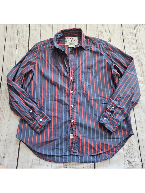 Frank & Eileen Tops - Frank and Eileen Eileen Blue White Striped Collared Button Up Womens Small